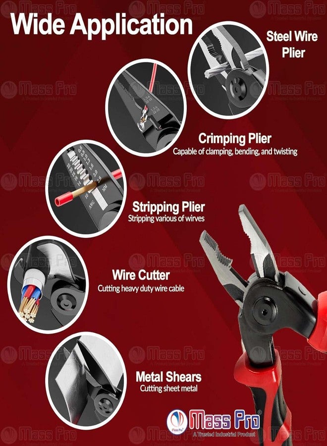 Mass Pro 5in1 Multifunctional Interchangeable Heads Pliers Set Interchangeable Set With Cable Cutter,Wire Stripper,Crimping Plier,Linesman & Metal Shears for DIY & Home Use - Image 4